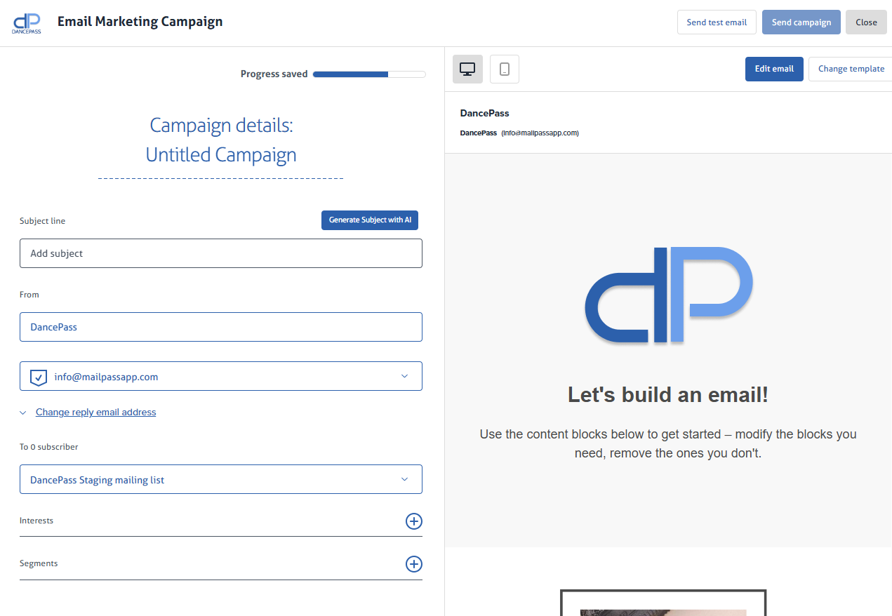 screenshot of the mailpass homepage